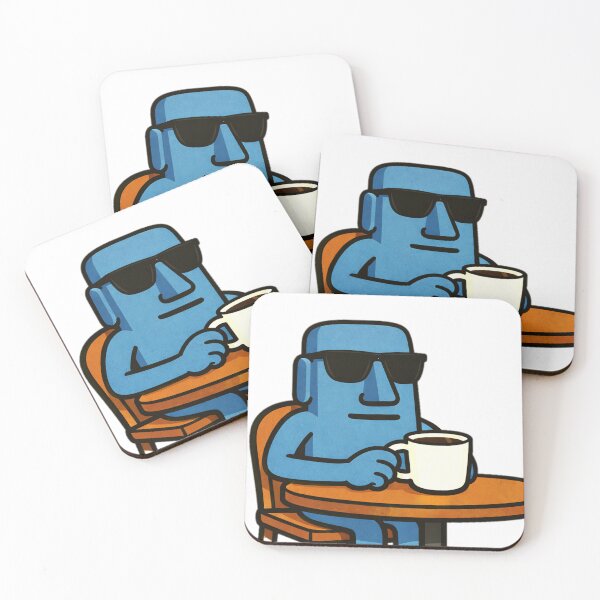 Item preview, Relaxed Moai with Coffee   designed and sold by Ent-Egg.