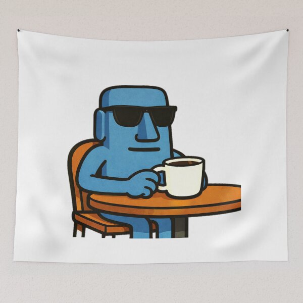Item preview, Relaxed Moai with Coffee   designed and sold by Ent-Egg.