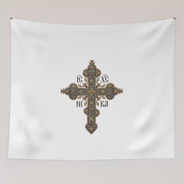Item preview, Intricate Byzantine Gold Orthodox Cross Art designed and sold by Viberic.
