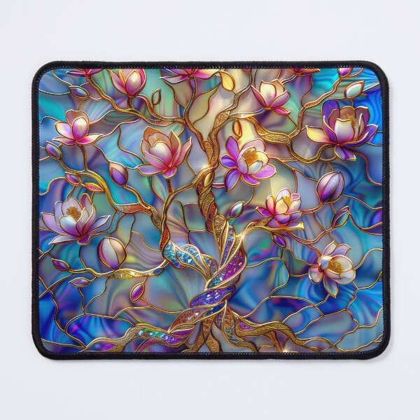 Item preview, Magnolia Tree of Life Sunset Stained Glass Art designed and sold by MargaretWiktor.