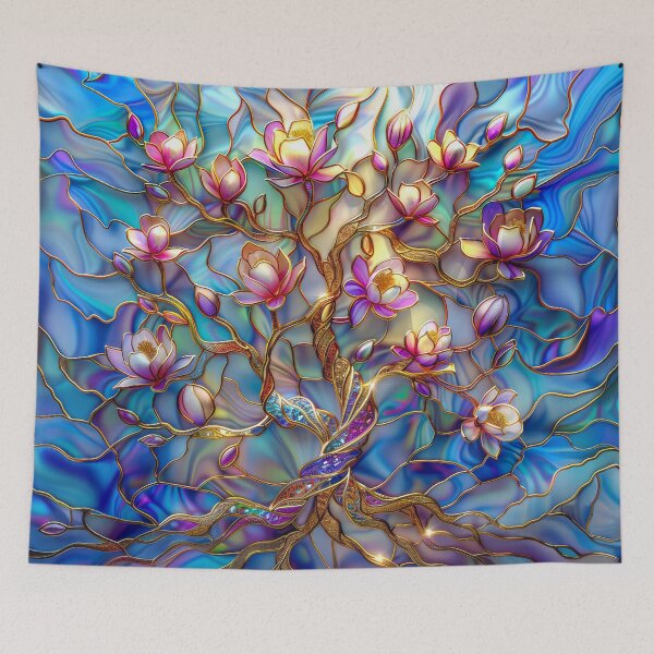 Item preview,  Magnolia Tree of Life Sunset Stained Glass Art designed and sold by MargaretWiktor.
