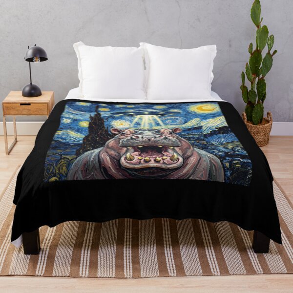 Item preview, Hippo Starry Night UFO Van Gogh Art Animal Selfie Lover designed and sold by Kimberley King Art King Art.