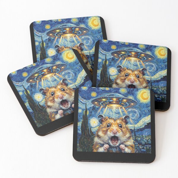Item preview, Hamster Starry Night UFO Van Gogh Art Animal Selfie Lover designed and sold by Kimberley King Art  King Art.