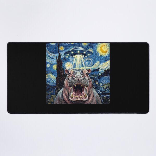 Item preview, Hippo Starry Night UFO Van Gogh Art Animal Selfie Lover designed and sold by Kimberley King Art  King Art.