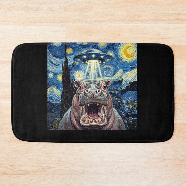 Item preview, Hippo Starry Night UFO Van Gogh Art Animal Selfie Lover designed and sold by Kimberley King Art  King Art.
