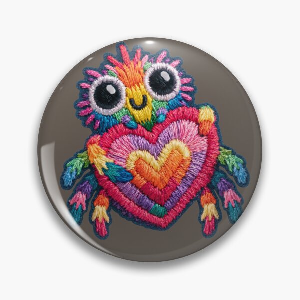 Item preview, Rainbow Heart Spider Embroidery Patch designed and sold by MegaNovaArt.