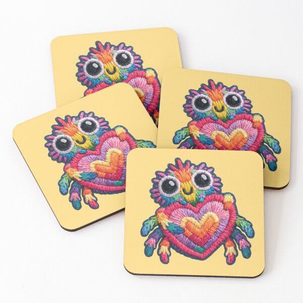 Item preview, Rainbow Heart Spider Embroidery Patch designed and sold by MegaNovaArt.