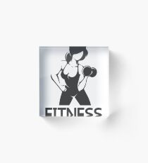Fitness Emblem wth Woman at Workout Acrylic Block