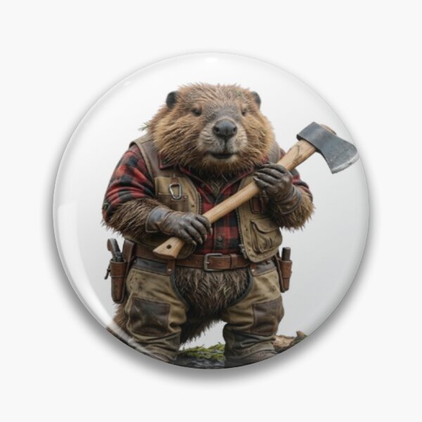 Item preview, Beaver Lumberjack with Woodcutting Axe designed and sold by DailySparks.
