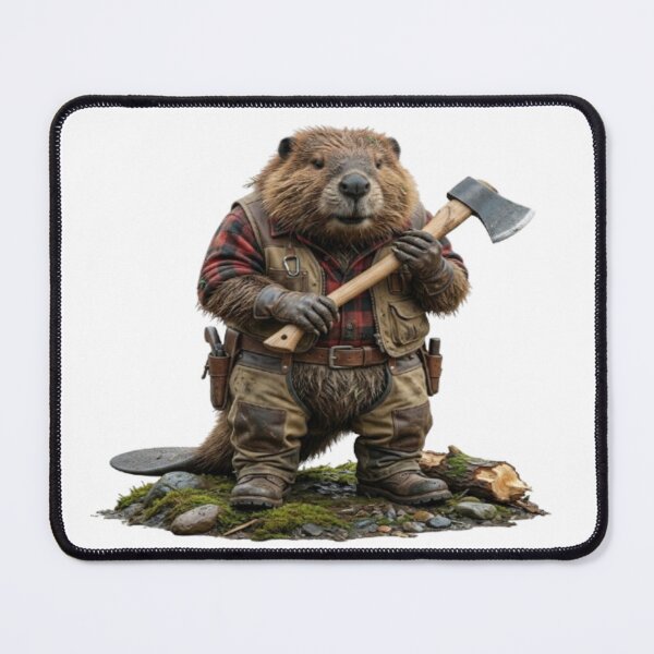 Item preview, Beaver Lumberjack with Woodcutting Axe designed and sold by DailySparks.