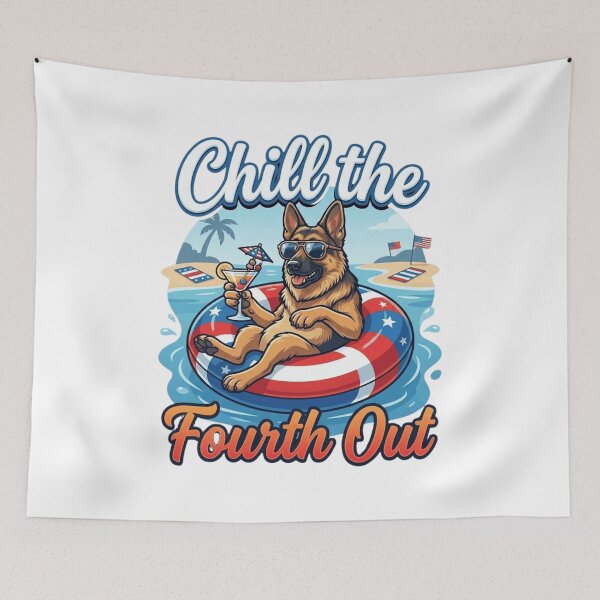 Item preview, Chill The Fourth Out German Shepherd Patriotic USA Flag Independence Day Funny Dog Design designed and sold by bilal sibgui.