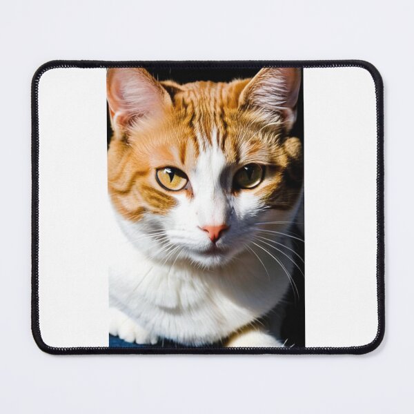 Item preview, Animals - Ginger and White Cat, Amber Gaze on Black Background designed and sold by DoodyPets.