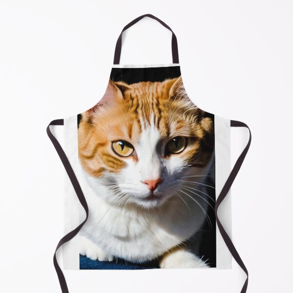 Item preview, Animals - Ginger and White Cat, Amber Gaze on Black Background designed and sold by DoodyPets.