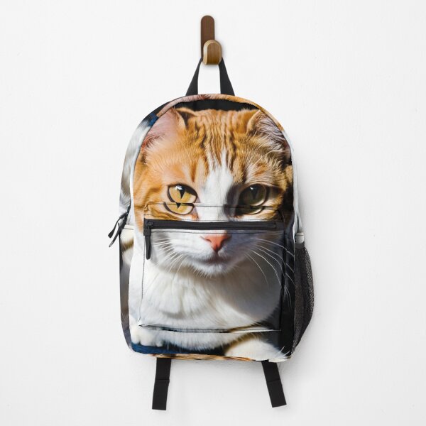 Item preview, Animals - Ginger and White Cat, Amber Gaze on Black Background designed and sold by DoodyPets.
