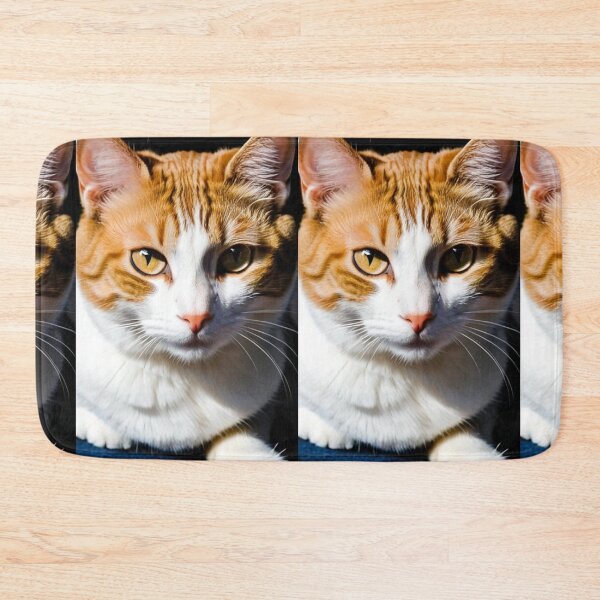 Item preview, Animals - Ginger and White Cat, Amber Gaze on Black Background designed and sold by DoodyPets.