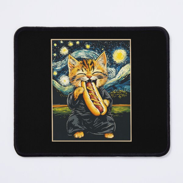Item preview, Funny Cat Eating Hotdog designed and sold by suhairee-studio.