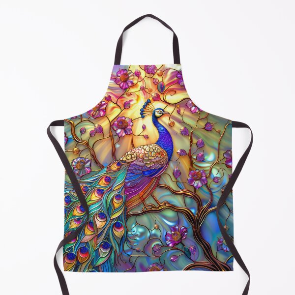 Item preview, Peacock on Magnolia Tree at Sunset Stained Glass Art designed and sold by MargaretWiktor.