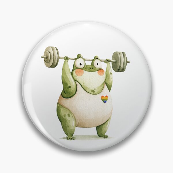Item preview, Cute Pride Frog Weightlifter – Watercolor Gym Frog Sticker designed and sold by VikArt7.