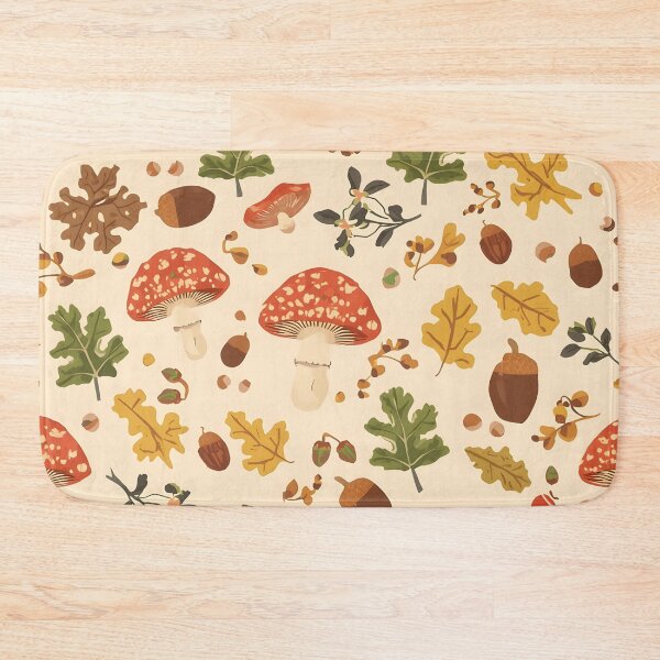 Item preview, Autumn Mushroom and Forest Leaves Seamless Pattern Art designed and sold by Luna-Flow.