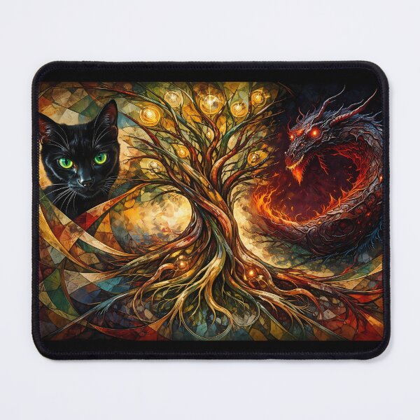 Item preview, Enchanted Cat and Dragon Encounter designed and sold by cuprum.