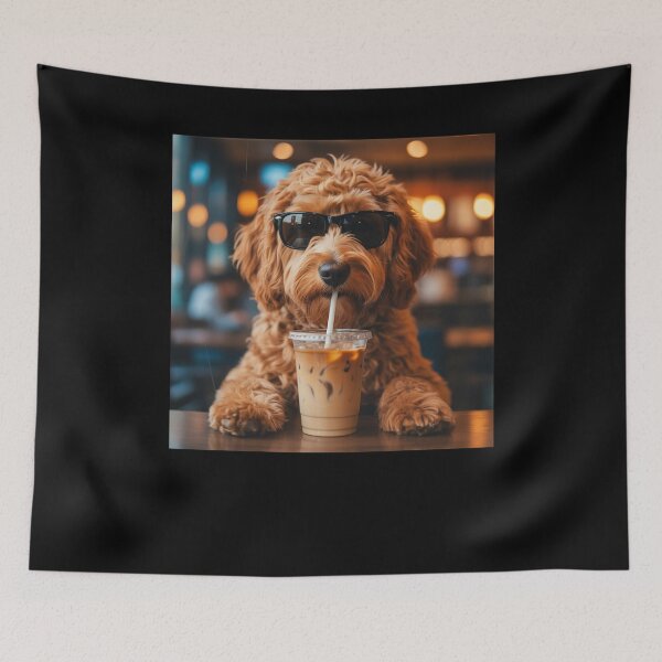 Item preview, Funny Dog Drinking Iced Coffee  designed and sold by suhairee-studio.