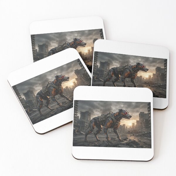 Item preview, Lone Robotic Dog in Abandoned City - Cyberpunk Sci-Fi Art designed and sold by Larrysamdesign.