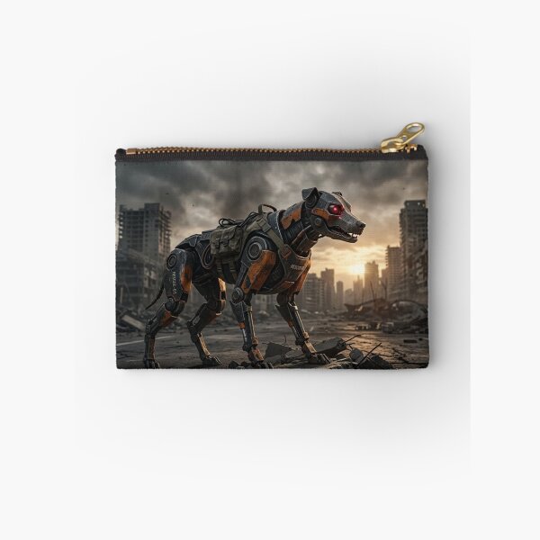 Item preview, Lone Robotic Dog in Abandoned City - Cyberpunk Sci-Fi Art designed and sold by Larrysamdesign.