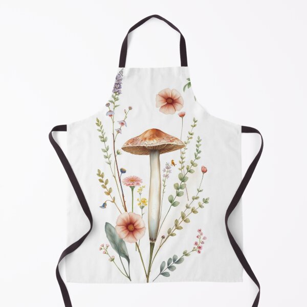 Item preview, Watercolor Tall Woodland Mushroom and Wildflowers Print designed and sold by Vida e Arte.