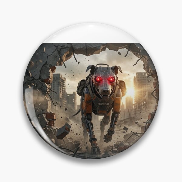 Item preview, Wandering Robotic Dog in Abandoned City - Cyberpunk Sci-Fi Art designed and sold by Larrysamdesign.