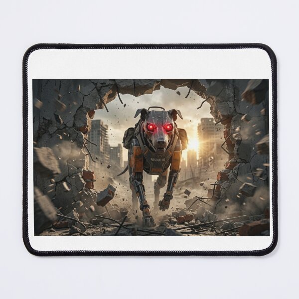 Item preview, Wandering Robotic Dog in Abandoned City - Cyberpunk Sci-Fi Art designed and sold by Larrysamdesign.