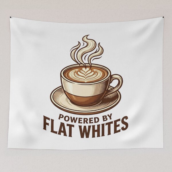Item preview, Powered by Flat Whites | Coffee Lover designed and sold by EXATEES  ⭐⭐⭐⭐⭐.