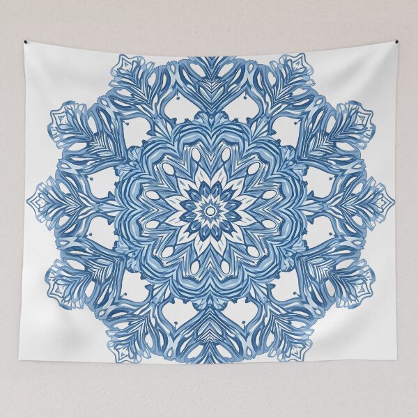 Item preview, Blue Floral Mandala Snowflake Digital Art designed and sold by Luna-Flow.