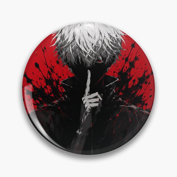 Item preview, Silence Is Gold - Intense Anime Boy Dark Red and Black Shushing Art designed and sold by saamessart.