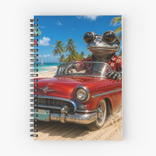 Item preview, Bahamas Frog Road Trip | Cool Metal Frog in Vintage Red Car | Tropical Beach Adventure Design designed and sold by AstraDrip Studio.