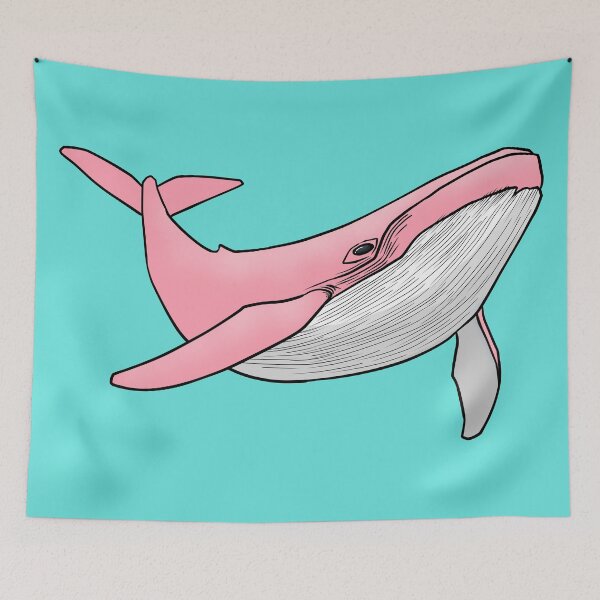 Item preview, Pink Whale Swimming Ocean Marine Life Simple Line Art designed and sold by ubborn.