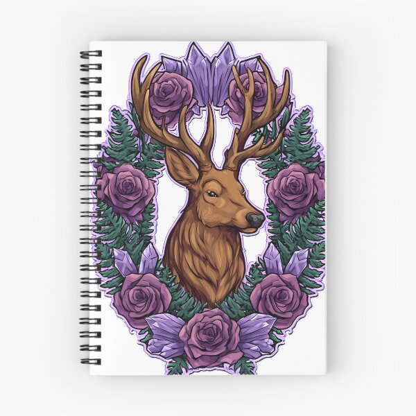 Item preview, Amethyst Stag Floral Crest designed and sold by IllumeInk.