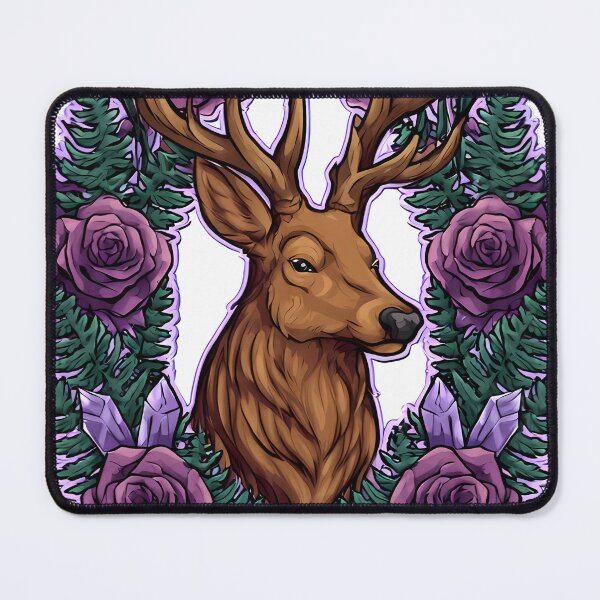 Item preview, Amethyst Stag Floral Crest designed and sold by IllumeInk.