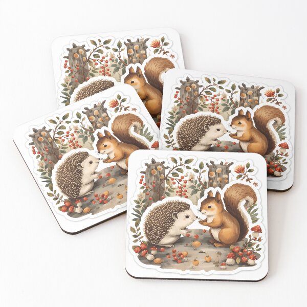 Item preview, Cute Hedgehog and Squirrel Forest Friends Sticker designed and sold by Luna-Flow.