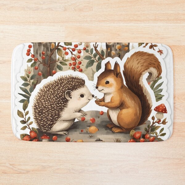 Item preview, Cute Hedgehog and Squirrel Forest Friends Sticker designed and sold by Luna-Flow.