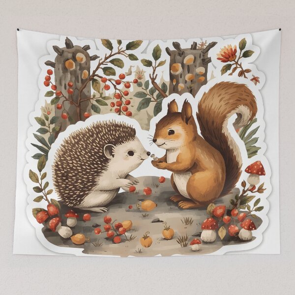Item preview, Cute Hedgehog and Squirrel Forest Friends Sticker designed and sold by Luna-Flow.