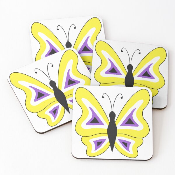 Item preview, Nonbinary Pride butterflies designed and sold by Celeste Bocchicchio-Chaudhri.