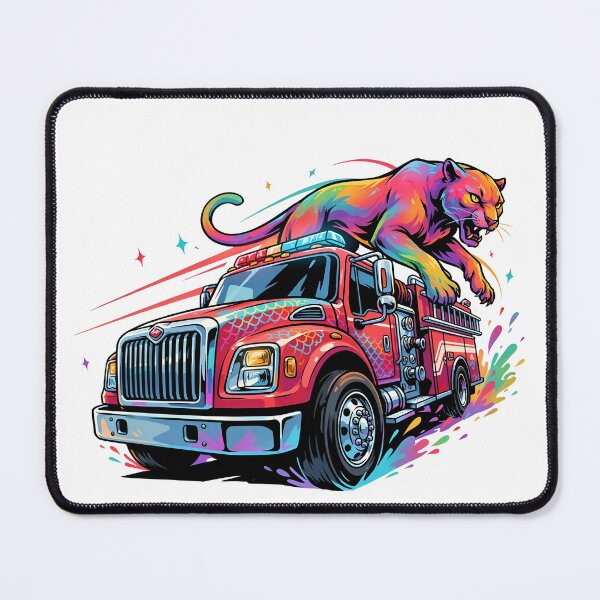 Item preview, Cosmic Rainbow Panther & Firetruck Adventure Graphic designed and sold by RBToper.