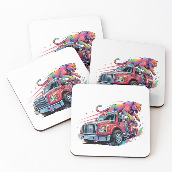 Item preview, Cosmic Rainbow Panther & Firetruck Adventure Graphic designed and sold by RBToper.