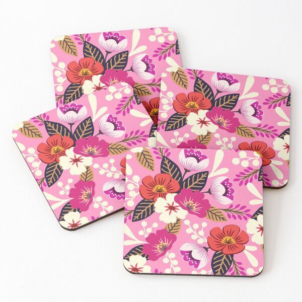 Item preview, Vibrant boho bouquet flower pattern in pink designed and sold by Jennifer Ladd.
