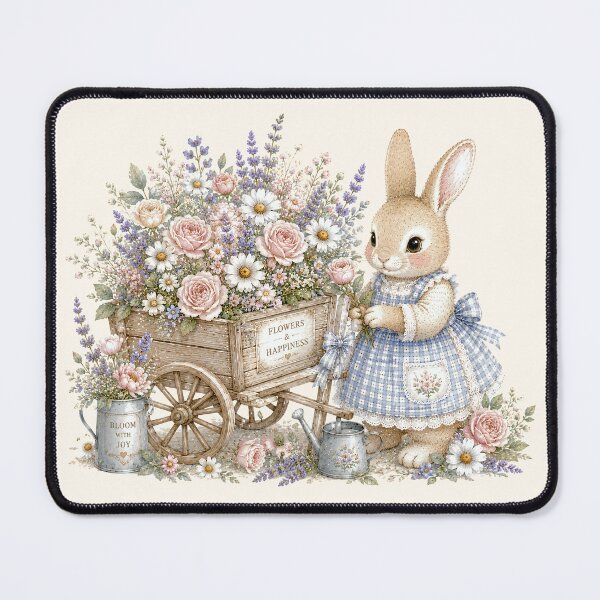 Item preview, Flower Cart Bunny | Cottagecore Rabbit Garden Illustration designed and sold by looplandger.