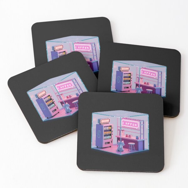 Item preview, Neon Cyberpunk Coffee Shop Isometric Glass Cube Room Art  designed and sold by RareVisuals.