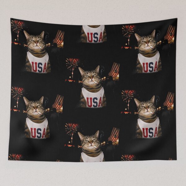 Item preview, Patriotic USA Cat Cigarette Fireworks Fourth of July Graphic designed and sold by issan-exe.
