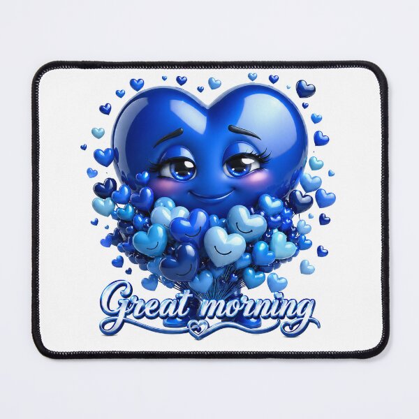 Item preview, Great Morning Blue Heart Romance designed and sold by BlissBlvdShop.