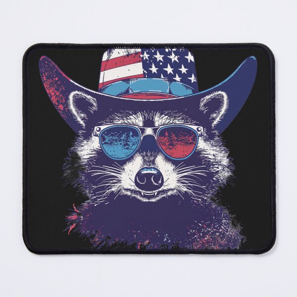 Item preview, Funny Red White and Feral 4th of July Raccoon Cowboy Hat T-Shirt designed and sold by FizjoHed.