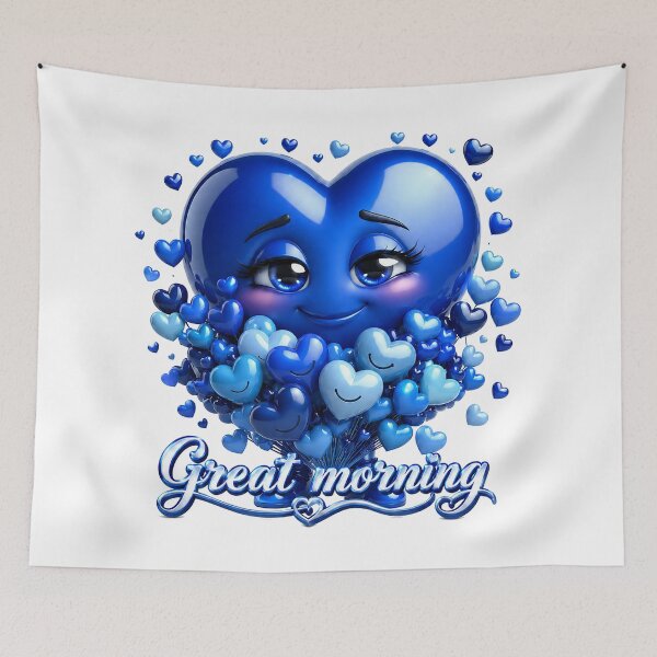 Item preview, Great Morning Blue Heart Romance designed and sold by BlissBlvdShop.